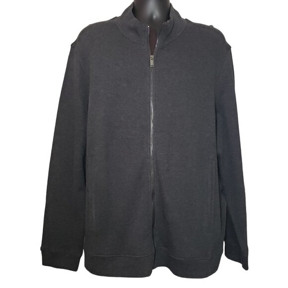 Tasso Elba Mens Gray Heather Knit Full Zip Jacket - Picture 1 of 6